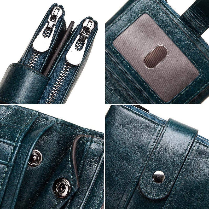 HARPIMER Womens Purse Leather Wallet RFID Blocking Ladies Purses with with Coin Pocket 16 Card Holder (Blue) - Image 3